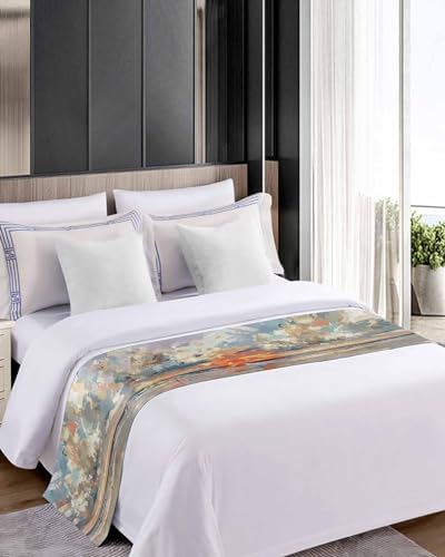 Sabolny Abstract Orange Cal King Bed Runner Scarf 1