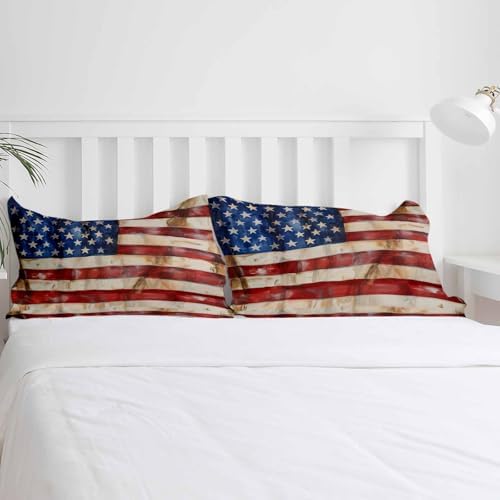 3 Piece USA Flag Duvet Cover Set with Zipper