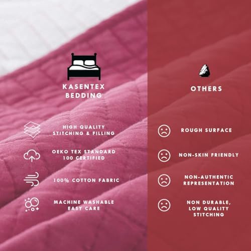 KASENTEX 100 Cotton Queen Quilt Set with Pillow Shams