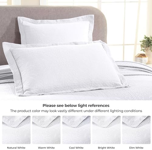 Superior Cotton Fleur De Lis Bedspread Set Full White 1