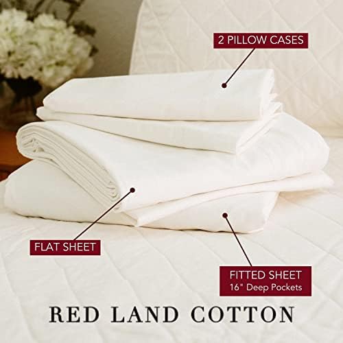 Red Land Cotton Luxury Sheet Set 4 Piece Cal King 1