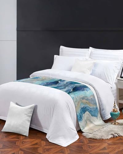 Homechoid Blue Coastal Bed Runner 94x20 Inches