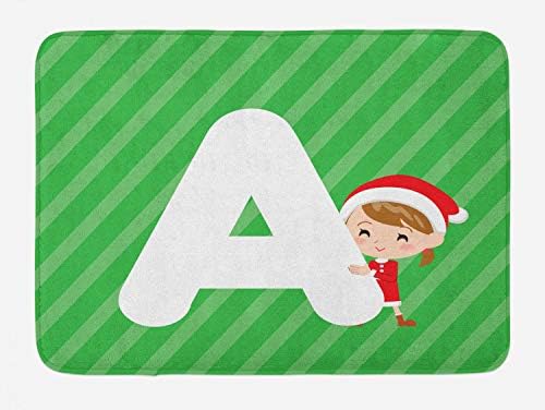Ambesonne Christmas Alphabet Bath Mat - Santa Girl Hugs Letter A