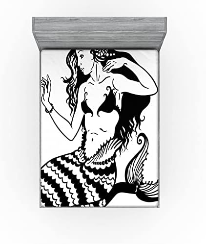 Ambesonne Underwater Fitted Sheet with Fish Tail Design
