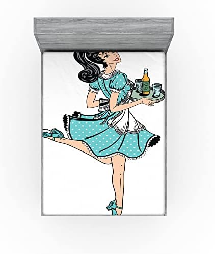 Ambesonne Pin Up Girl Fitted Sheet Set