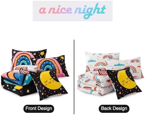 A Nice Night Cartoon Rainbow Comforter Set 6 Pcs Twin