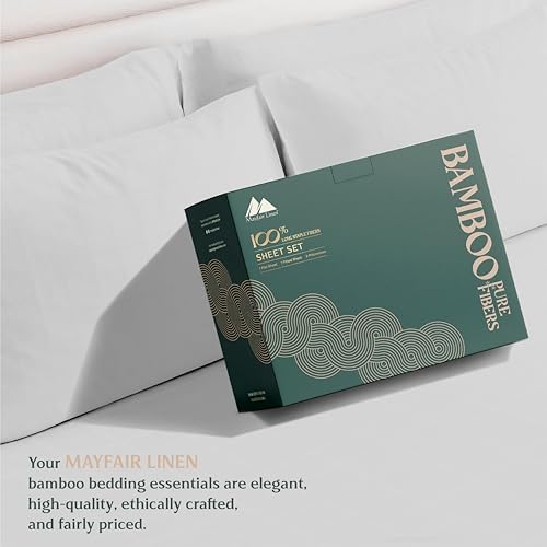 Mayfair Linen Bamboo Viscose Sheets Cal King 4-Piece Light Grey