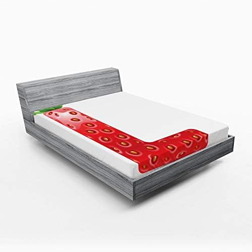 Ambesonne Letter L Fitted Sheet - Juicy Ripe Strawberry Design