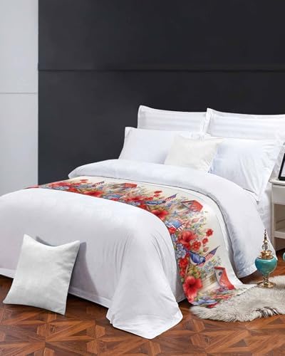 DreamyCor 4th of July Bed Runner with Star Stripes