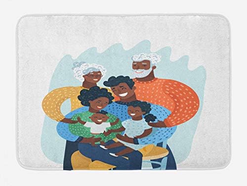 Ambesonne Family Bath Mat with Non-Slip Backing and Cartoon Illustration