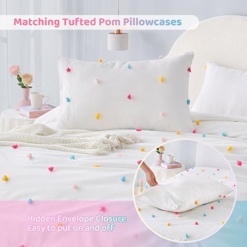 VIVILINEN Kids Comforter Set with Pom Pom Design
