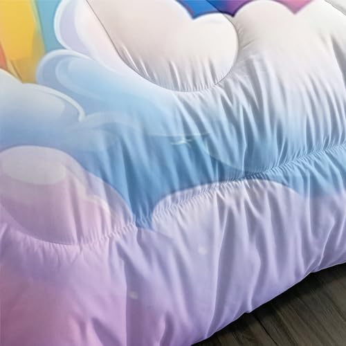 XYNHML Pink Blue Unicorn Comforter Set 3pcs Twin