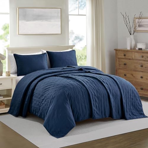 BOURINA Ultrasonic 3-Piece Quilt Set Navy