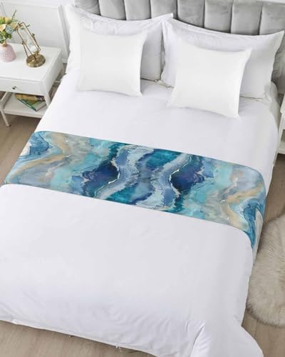 Homechoid Blue Coastal Bed Runner 94x20 Inches