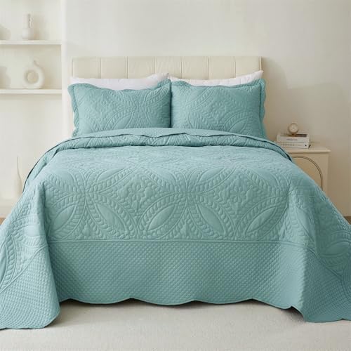 Cmfshape Oversize King Quilt Set 120x120 3 Piece Modern Coin Pattern