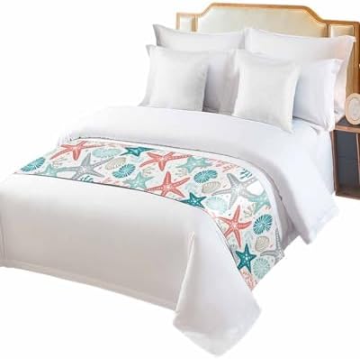 Teal Green Coral Bed Runner for Twin Bed