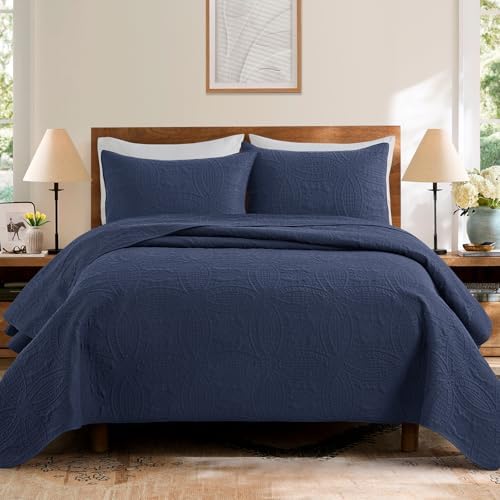 Safonory Quilt Set Queen Size - Navy 90x96