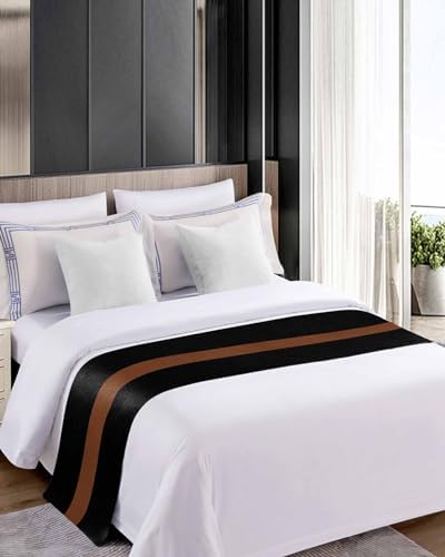 Sabolny Black Stripes King Size Bed Runner Scarf 1