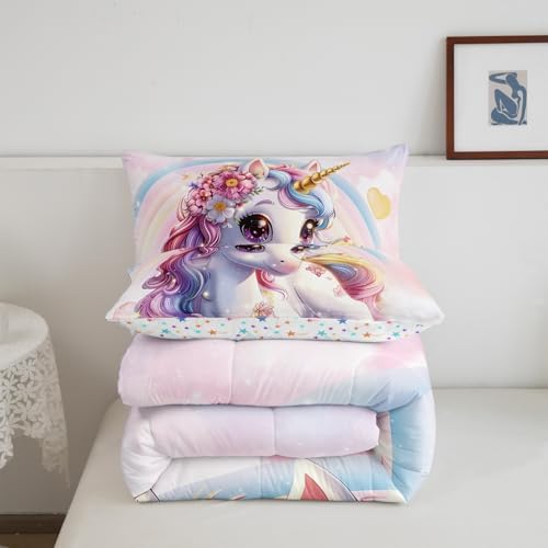 Erosebridal Unicorn Twin Comforter Set for Girls