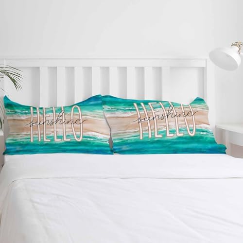 3-Piece Turquoise Ocean Duvet Cover Set with Zipper