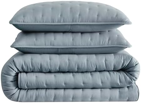 WDCOZY Blue Cloud Quilt Queen Set with Pillow Shams