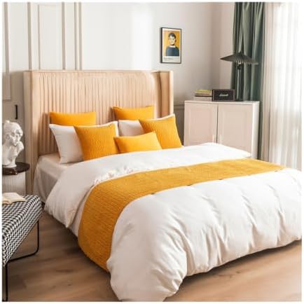 Bright Yellow Quilted Bed Runner Scarf Set