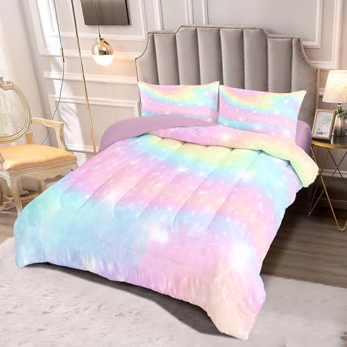 Kids Bedding Set 5 Piece Gradient Print Comforter Set for Girls