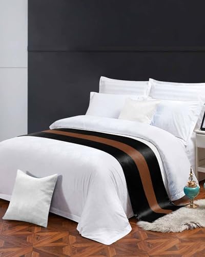 Sabolny Black Stripes King Size Bed Runner Scarf 1