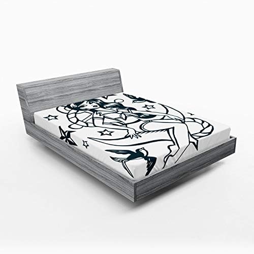 Ambesonne Anchor Fitted Sheet - Teal and White