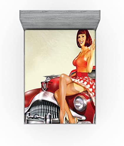 Ambesonne Pin Up Girl Fitted Sheet - Multicolor 1