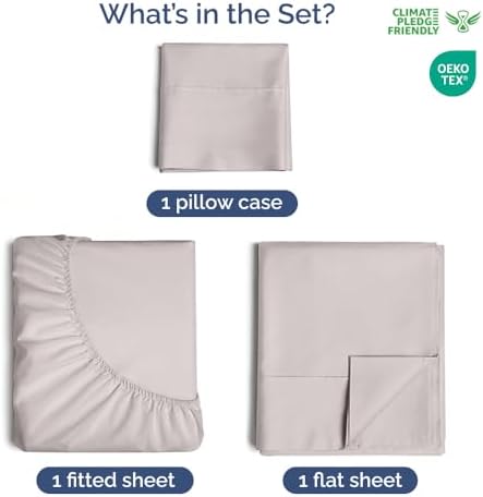 CGK Unlimited 400 Thread Count Cotton Twin XL Sheet Set - Light Grey