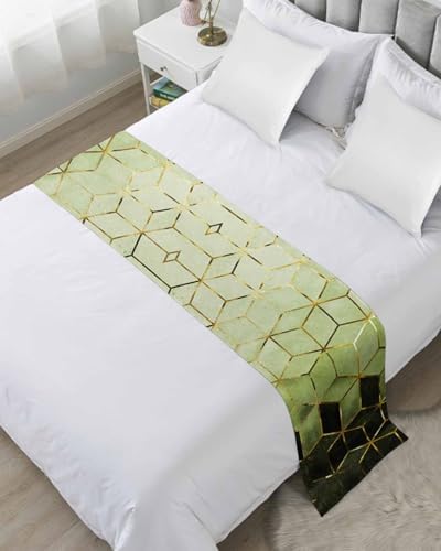 Marble Green King Size Bed Runner Scarf