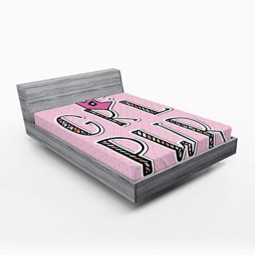 Ambesonne Girl Slogan Fitted Sheet - Multicolor