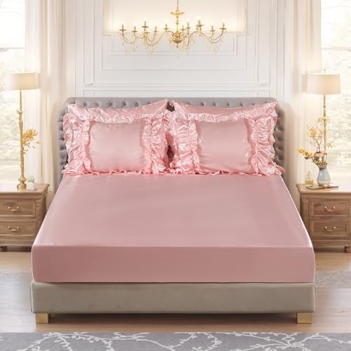 MOVE OVER Satin Comforter Set King Size 8 Pieces Pink