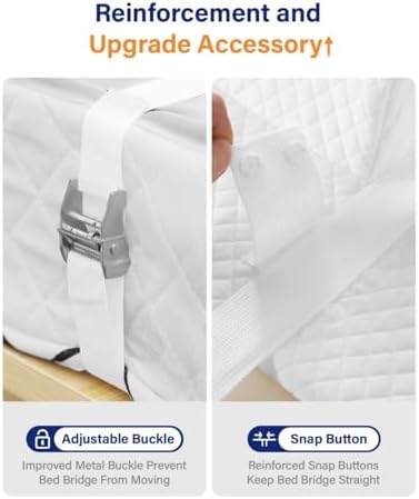 WINSOON Twin to King Bed Bridge - 12 Inch One Piece Foam Converter