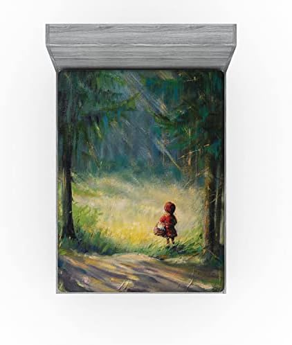 Ambesonne Fantasy Fitted Sheet Red Dress Watercolor