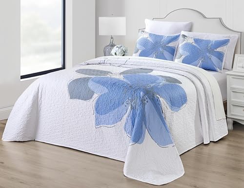 Grand Linen 3-Piece Hibiscus Quilt Set Queen Size