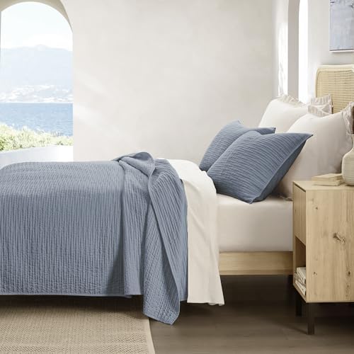 Wonderful Natural Linen-Cotton Wave Stitched Queen Quilt