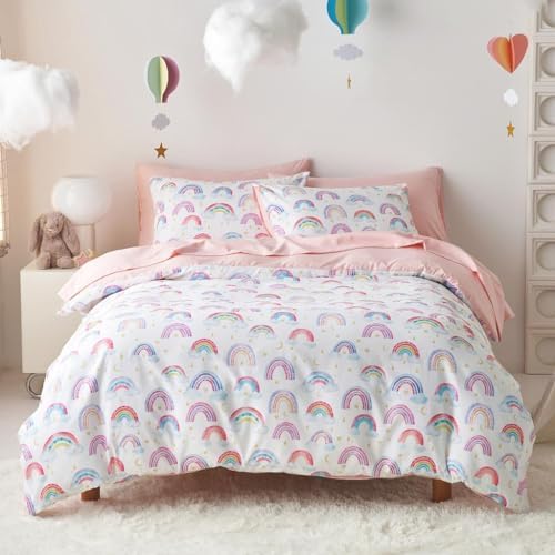 Wake In Cloud - Twin Size Rainbow Bedding Set for Girls