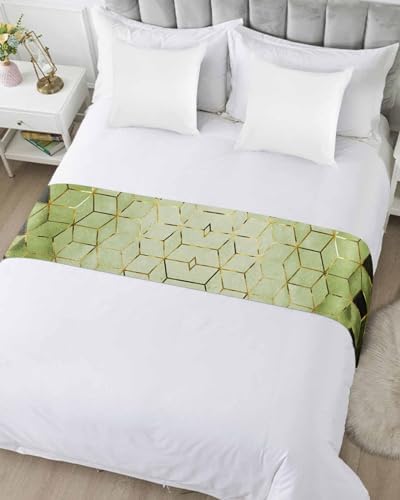 Marble Green King Size Bed Runner Scarf
