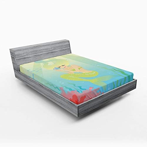 Ambesonne Mermaid Fitted Sheet Coral Blue