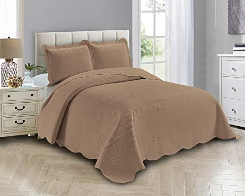 Linen Plus Luxury Oversized Coverlet Bedspread Set Solid Taupe Full Queen