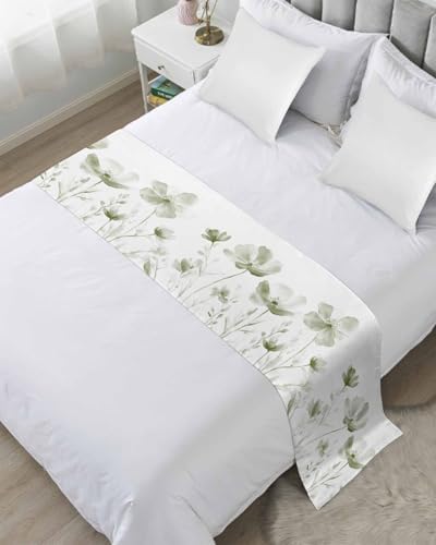 Chucoco Sage Green Flower Bed Runner Scarf