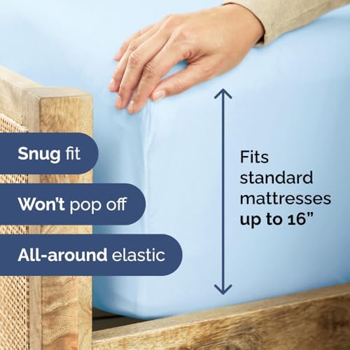 400 Thread Count Cotton Sheet Set Twin XL 100 Cotton Light Blue
