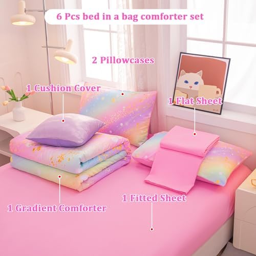 Glitter Galaxy Bedding Set 6 Piece for Girls