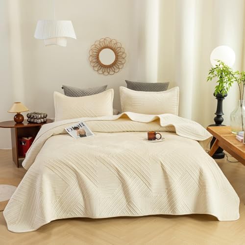 JiaPoem Quilt Set - Lightweight Microfiber Bedspread with Coin Pattern