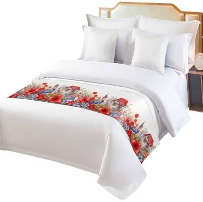DreamyCor 4th of July Bed Runner with Star Stripes