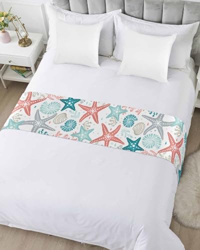 Teal Green Coral Bed Runner for Twin Bed