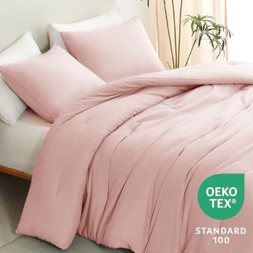 CozyLux Blush Pink Comforter Set for Girls 3 Pieces 1
