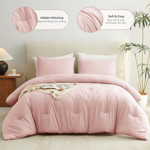 CozyLux Blush Pink Comforter Set for Girls 3 Pieces 1